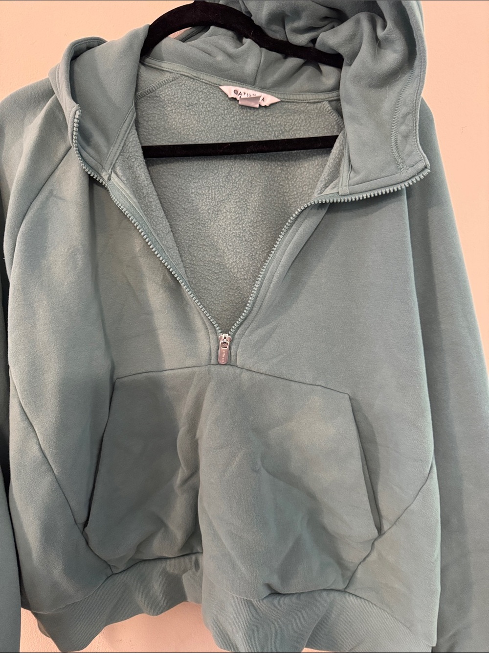 Athleta Half-Zip Teddy Jacket in Light Teal